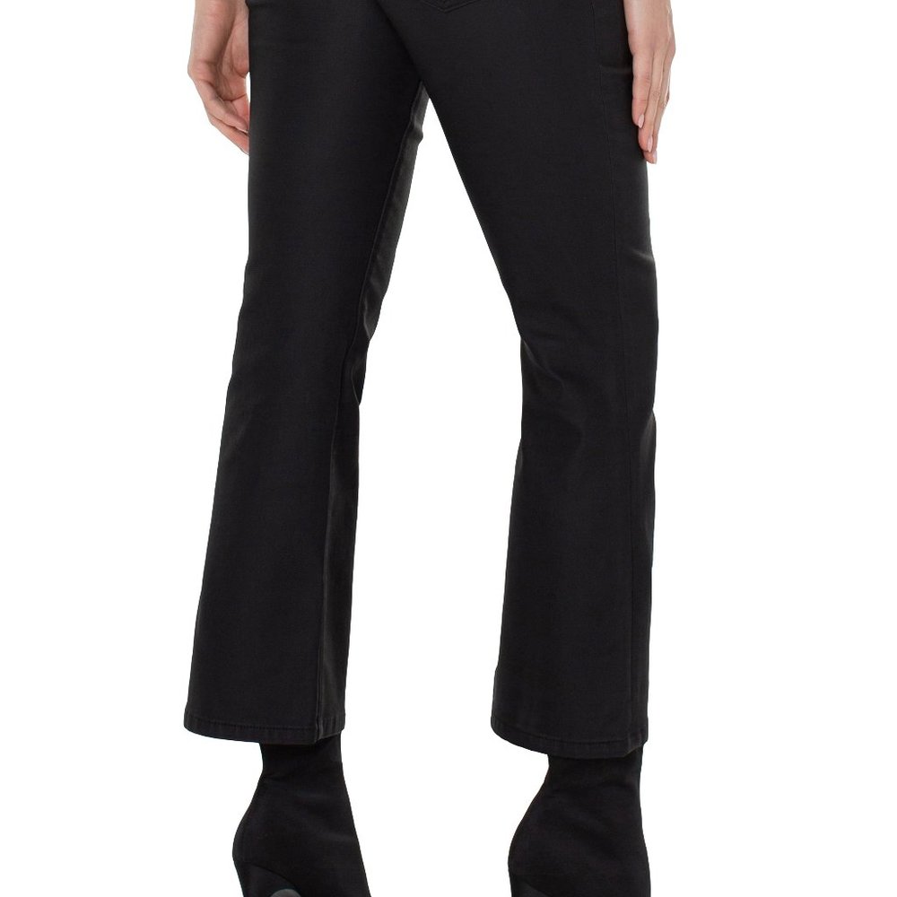 NWT Liverpool Hannah Coated Crop Flare Jeans In Black - Picture 6 of 7